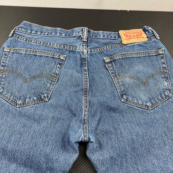 Levis 505 Mens Straight Leg Blue Denim Jeans Size 36x32 Workwear Casual - Picture 4 of 13